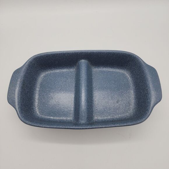 Vintage Azul Portugal Speckle Blue Split Casserole Dish WSP Ceramic Bakeware - Picture 1 of 12